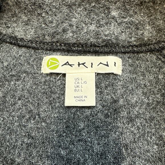 Ombré Wool Blend Zip Jacket Black‎ Gray Large Outdoor Cozy Layer Akini - Picture 2 of 8